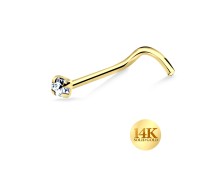 14K Gold CZ Circular Nose Stud 14KY-NSKB-874